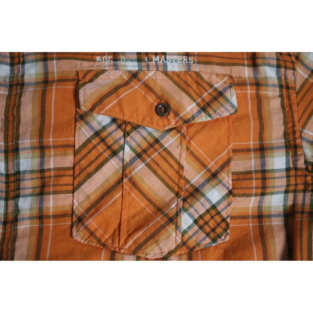 Rocawear Shirt Mens 3XL Black Orange Plaid Western Hip Hop Streetwear Button-Up - Picture 4 of 13